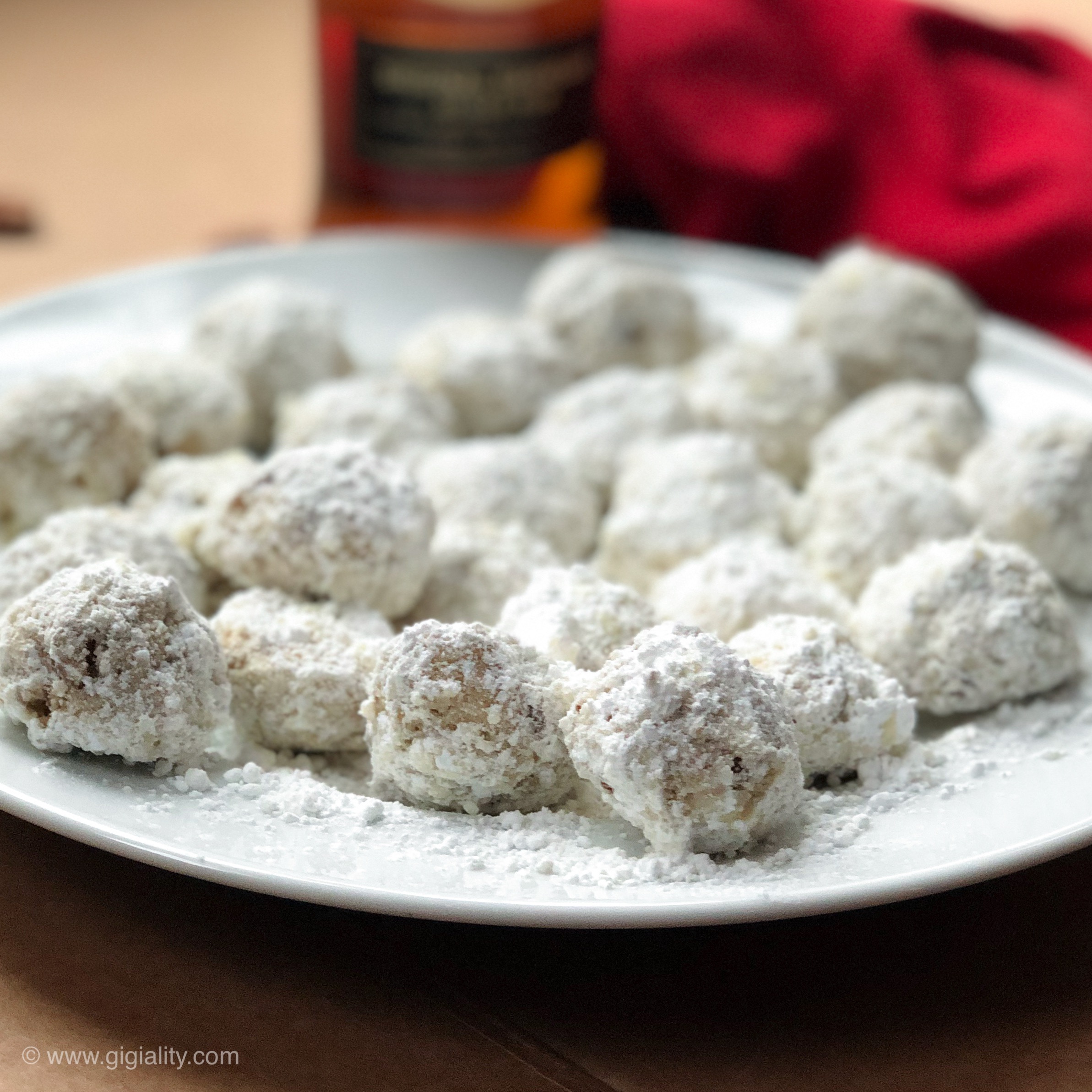 Boozy Pecan Snowball Cookies