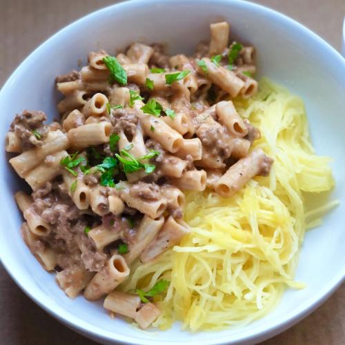 Cheeseburger Mac  Cheese Over Spaghetti Squash