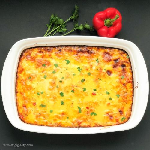 Gluten Free Cheesy Italian Chicken, Potato  Peppers Brunch Casserole Recipe