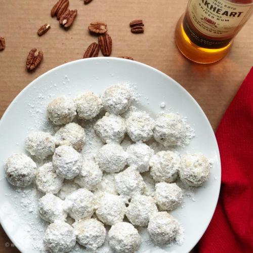 Boozy Pecan Snowball Cookies