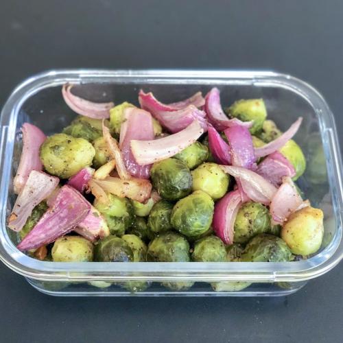 Roasted Brussels Sprouts and Red Onions