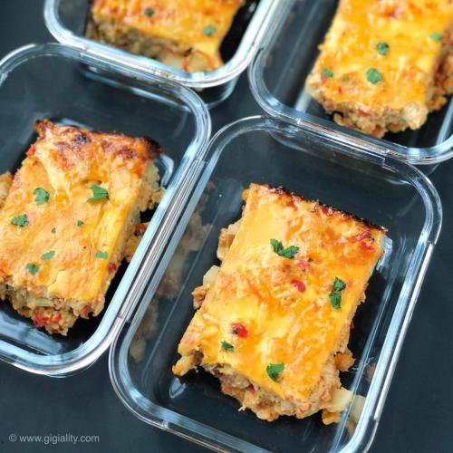 Meal Prep Cheesy Italian Chicken, Potato  Peppers Brunch Casserole Recipe
