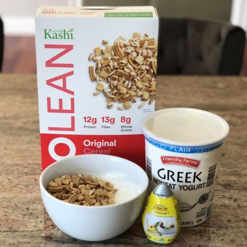 Greek yogurt, Kashi  Splenda